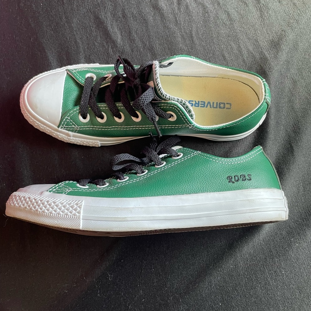COPY - Leather green converse #green #cute